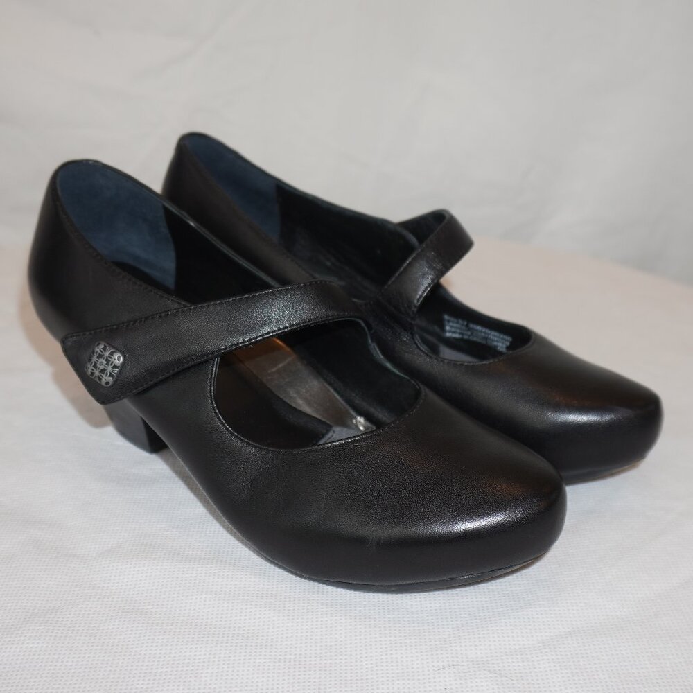 Dansko Black Leather Mary Jane Asymmetrical Strap Block Heels EU 37 6.5/7 - Picture 4 of 13